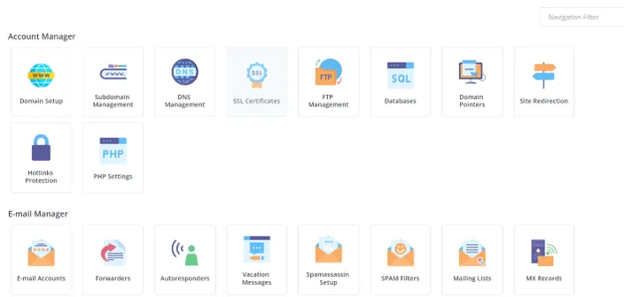 DirectAdmin interface
