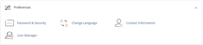cPanel preferences section