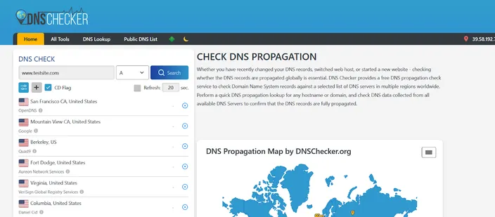DNS Checker home page