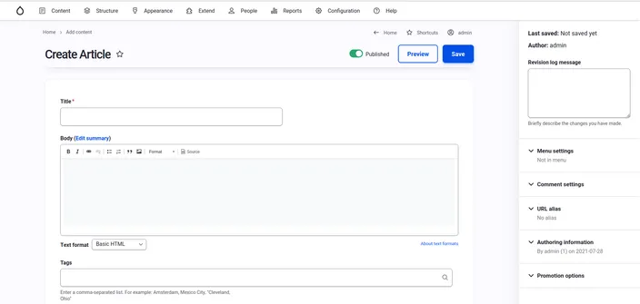 How Drupal's interface looks like