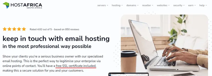 HostAfrica email hosting page