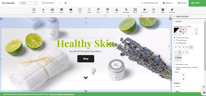 HostAfrica’s website builder customization page