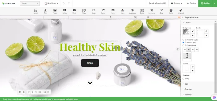 HostAfrica’s website builder customization page