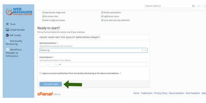 How to Work with the Site Quality Monitoring Tool in cpanel