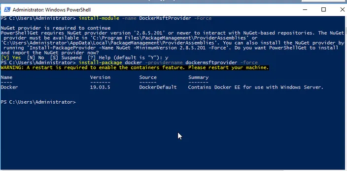 terminal output