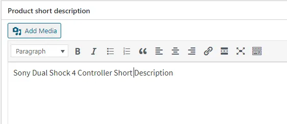 screenshot WooCommerce Product short description