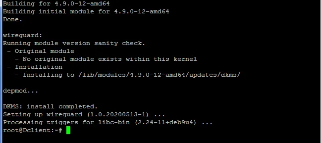 terminal output