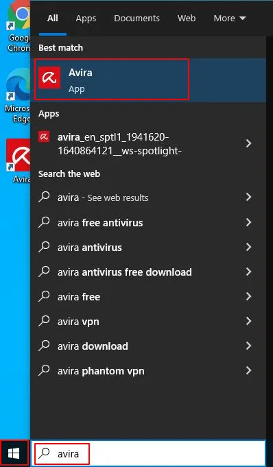 windows search Avira