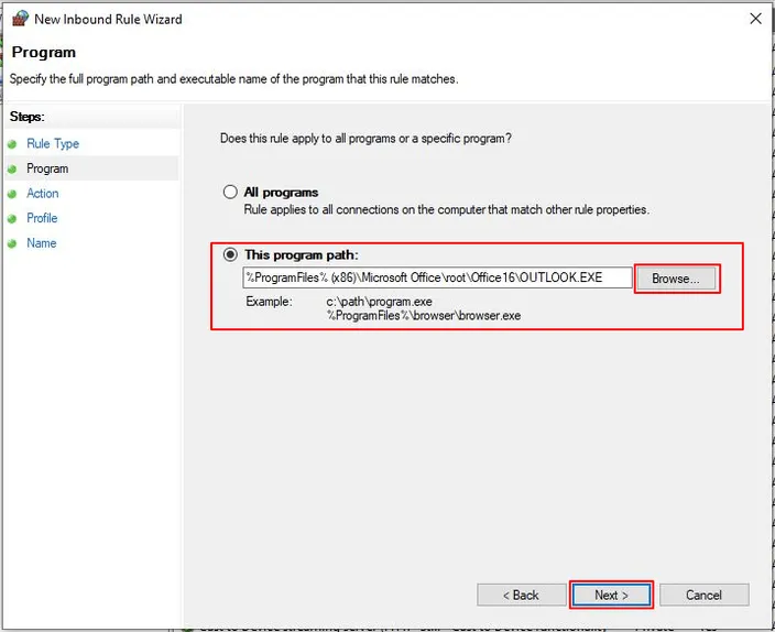 Avira firewall program path