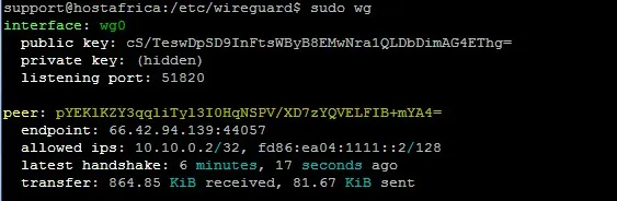 terminal output