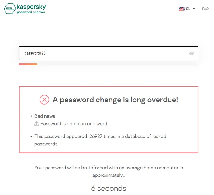 bad password example