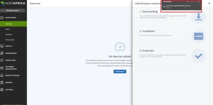 cloud management console screenshot