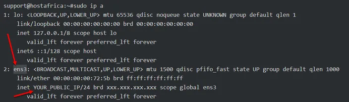 terminal output