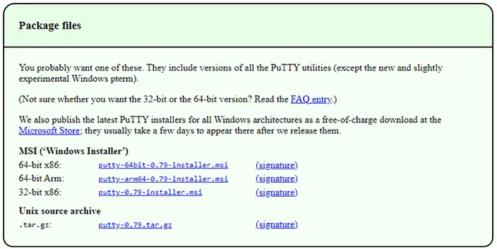 Putty Package Files