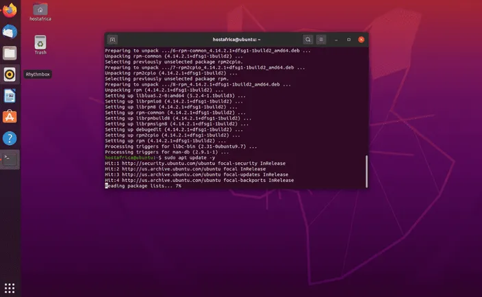ubuntu terminal screenshot of command