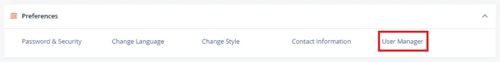 Navigating to User Manager in cPanel home screen