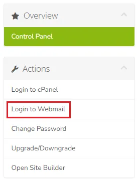 WHMCS webmail log in