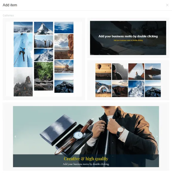 A gallery of images from which to choose for your website