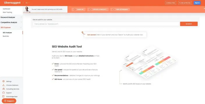 Ubersuggest SEO Website Audit Tool
