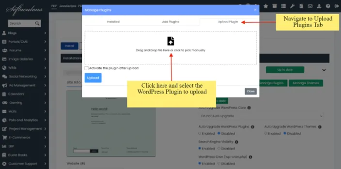 upload plugins tab