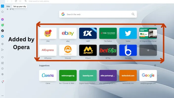 Opera's Quick Link in Suggestions in Nigeria