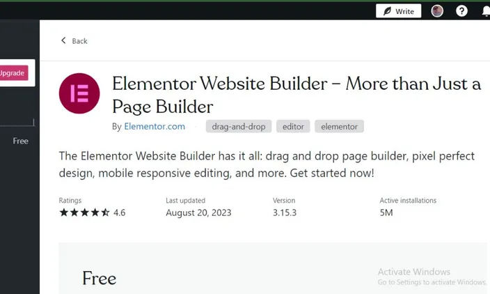 Elementor page builder