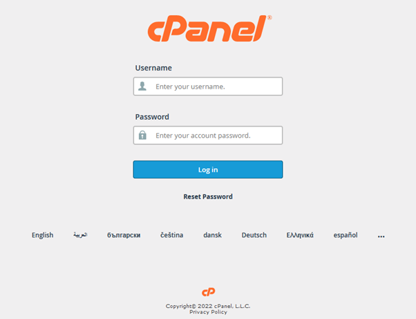 cPanel browser login