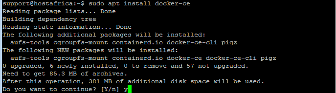terminal output