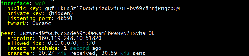 Ubuntu WireGuard client machine status