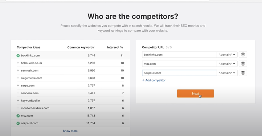 ahrefs competitor form