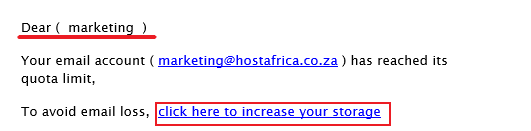 Email phishing scammer using an impersonal greeting