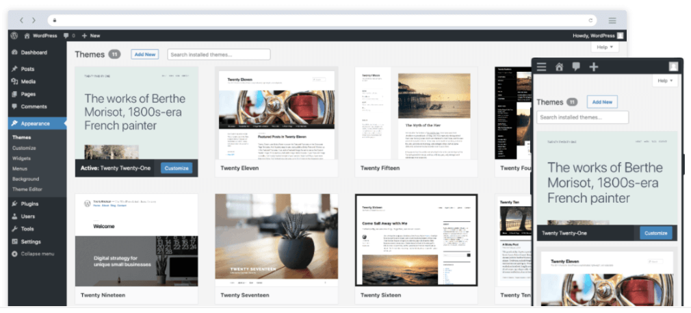 WordPress dashboard Themes