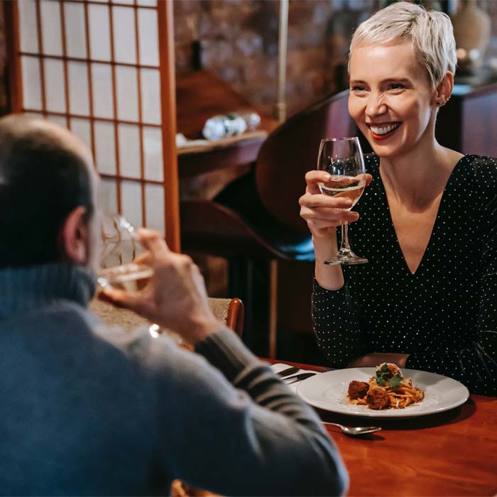 a couple enjoying a date in a restaurant