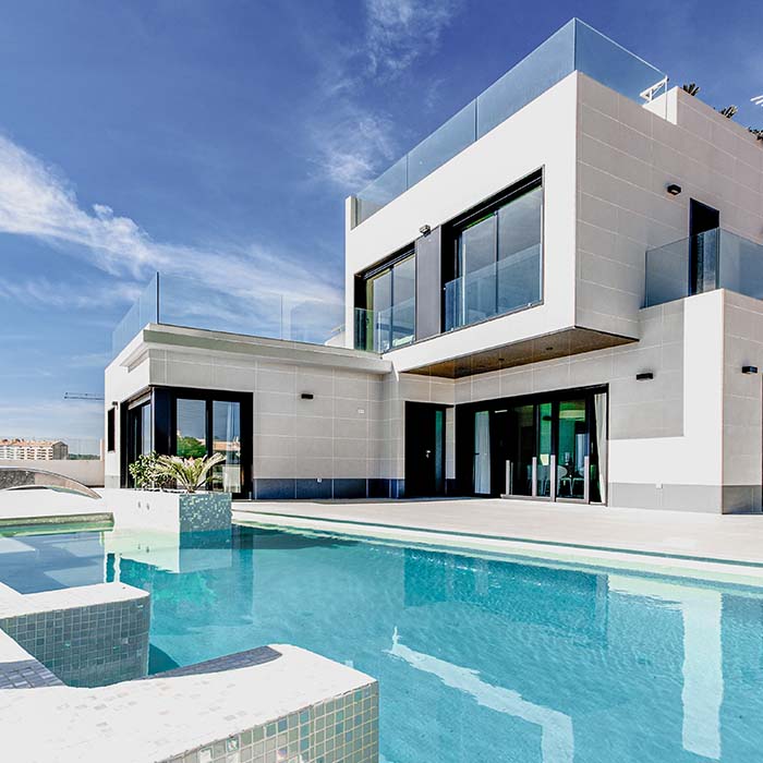 modern home with a swimming pool