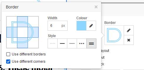 Editing borders on certain sections