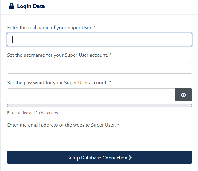 Specifying login details on domain name for Joomla installation